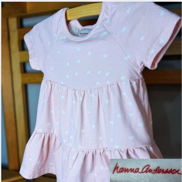 Hanna Andersson Pink Heart Peplum Dress | 90 (3T) - Picture 1 of 6
